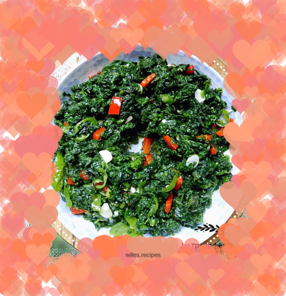 Stir-fried pumpkin leaves with garlic paste