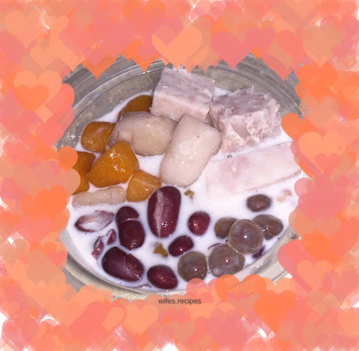 Taro ball and red bean milk
