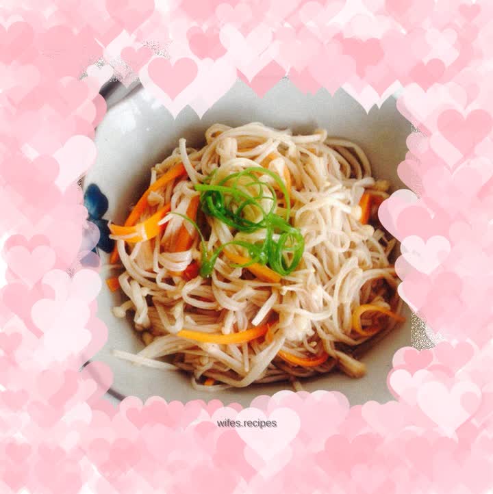 Enoki mushrooms with scallion oil