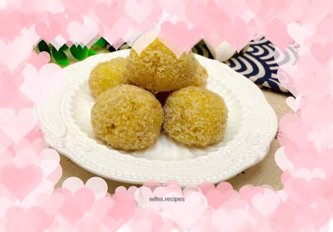Sweet potato and meat floss balls