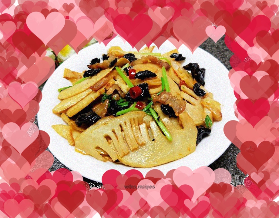 Stir-fried fungus with spring bamboo shoots