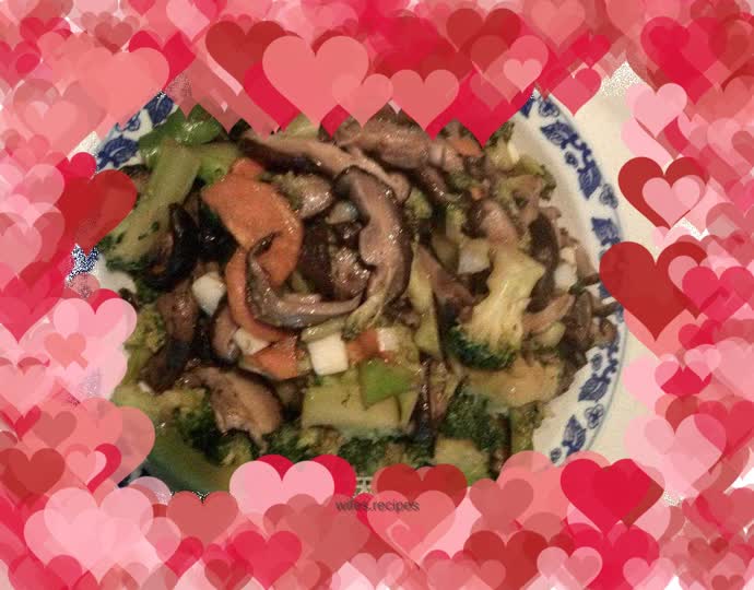 Stir-fried broccoli with mushrooms