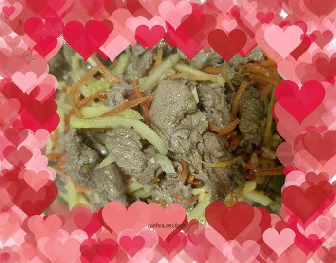 Beef tendon mixed with vegetables