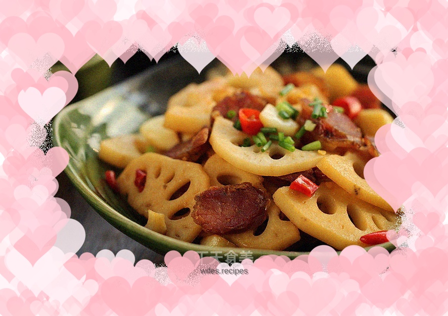 Stir-fried lotus root slices with sausage
