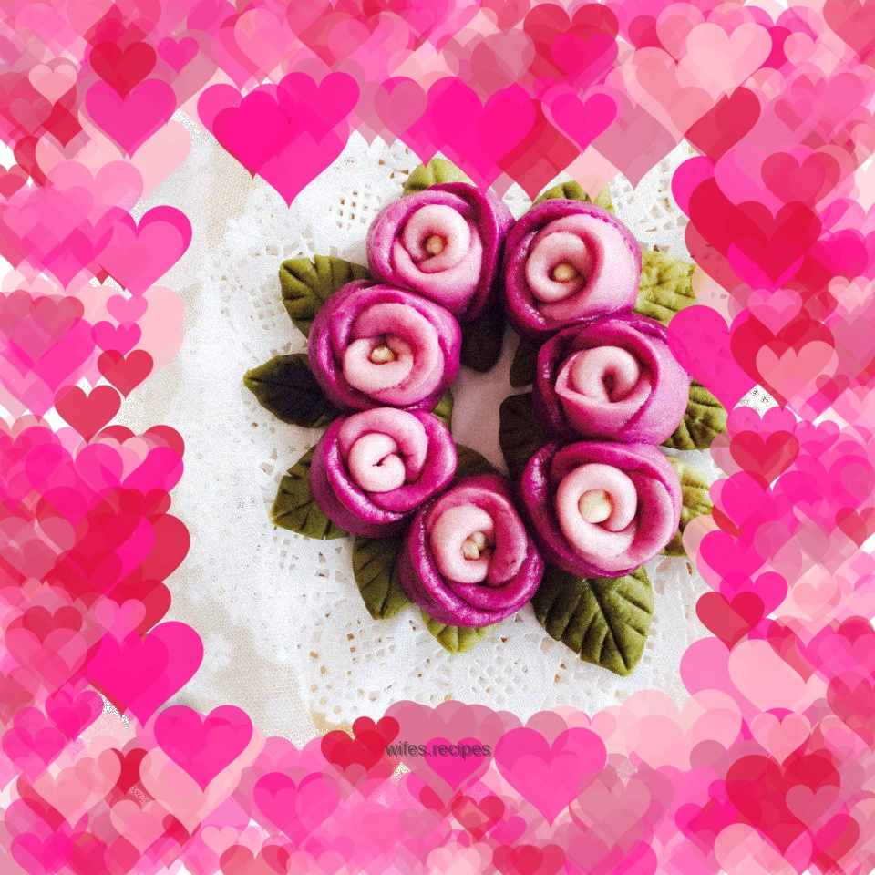 Purple Sweet Potato Rose Garland Steamed Buns