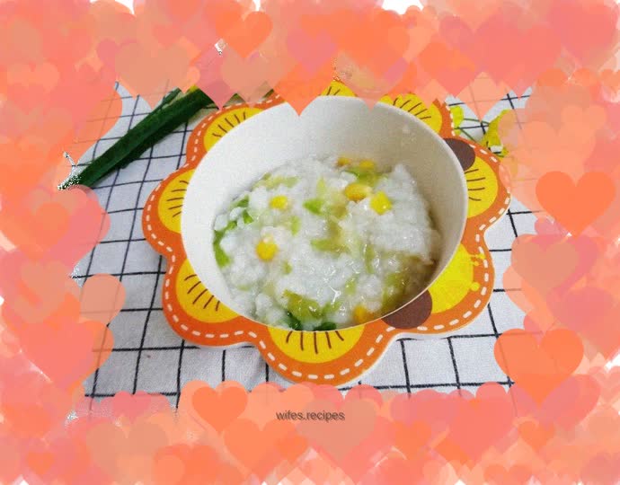 Lettuce and shredded chicken porridge