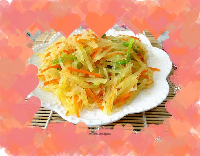 Fried three shredded shreds