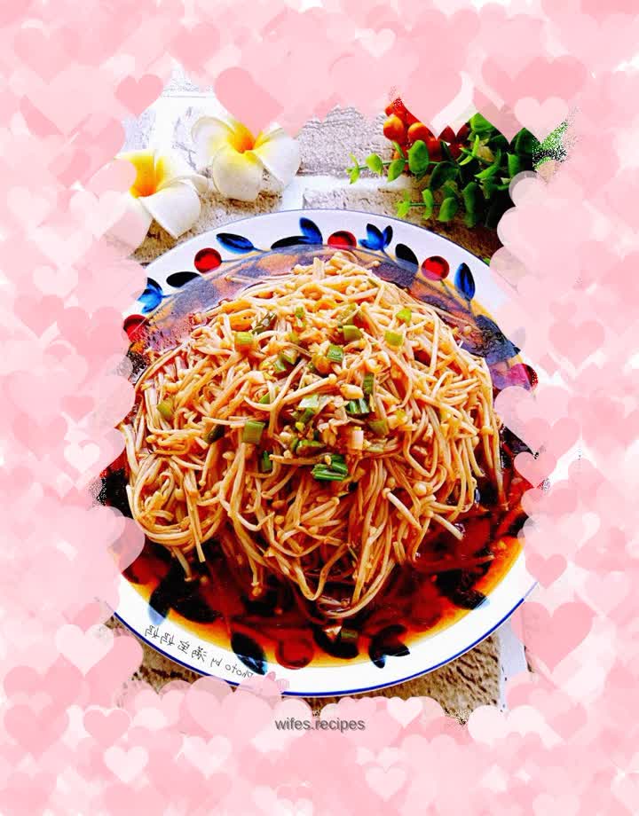 Spicy and Sour Enoki Mushrooms