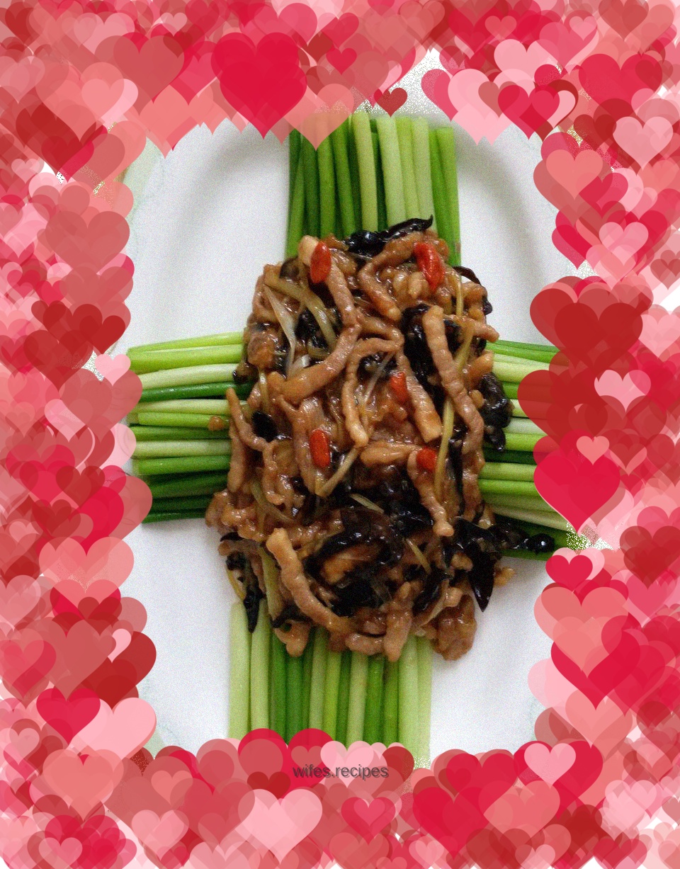 Shredded Pork and Bean Curd with Garlic Moss