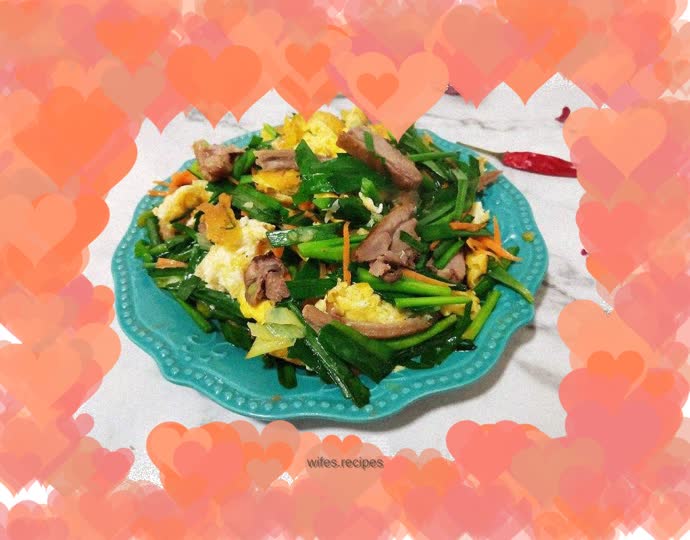 Stir-fried goose meat, leek and eggs