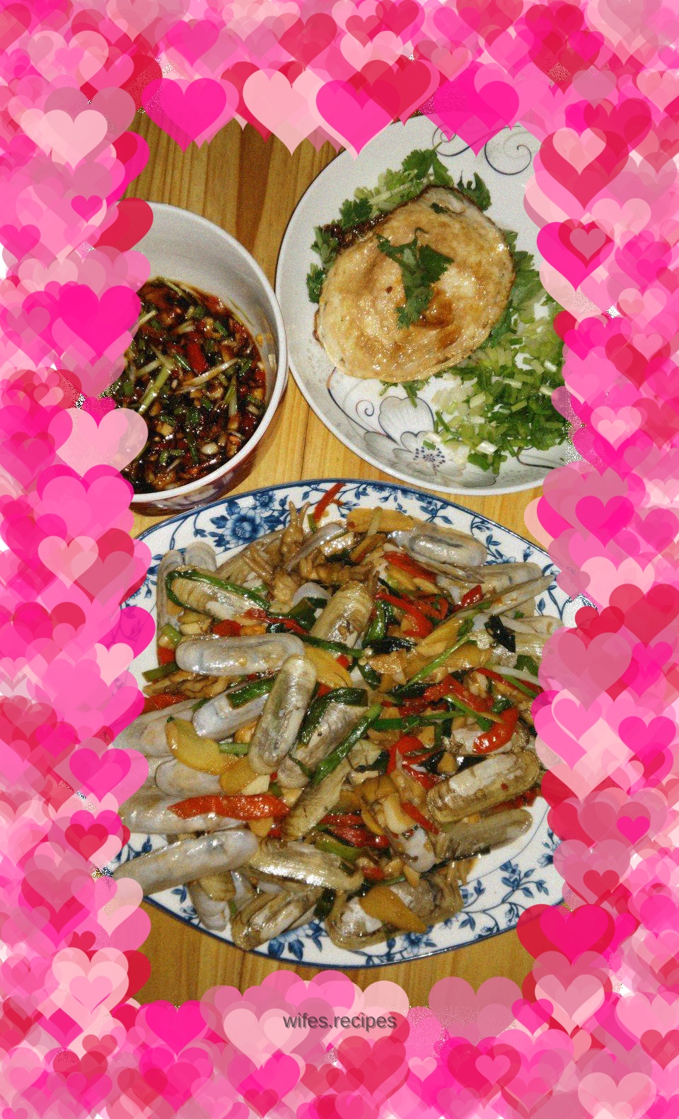 Fried razor clams with chili pepper