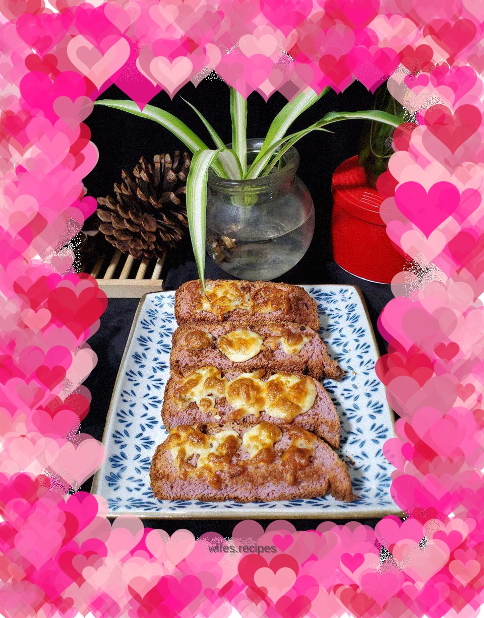 Brown Sugar Cheese Baked Purple Sweet Potato Toast