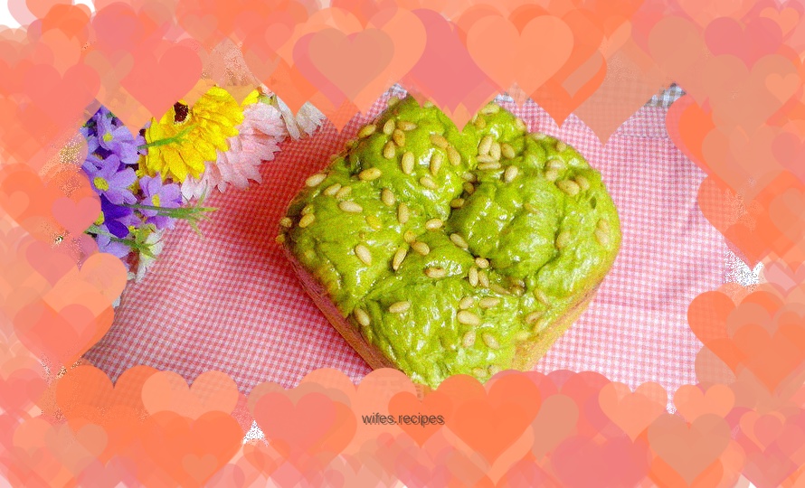 Matcha pine nut bread