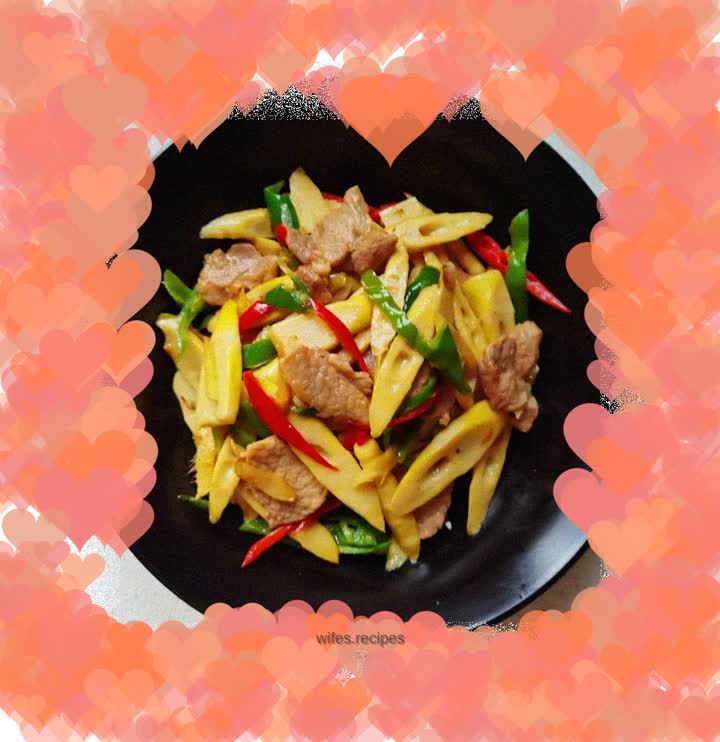 Stir-fried pork slices with bamboo shoots