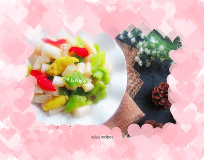 Pickled pepper and lotus root strips