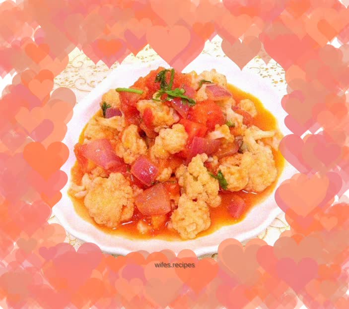 【Stir-fried cauliflower with tomatoes】--Sour, sweet and sour is me