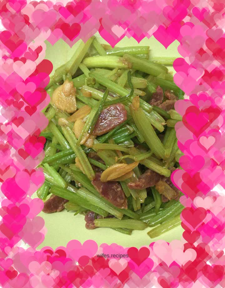 Stir-fried Cantonese sausage with celery