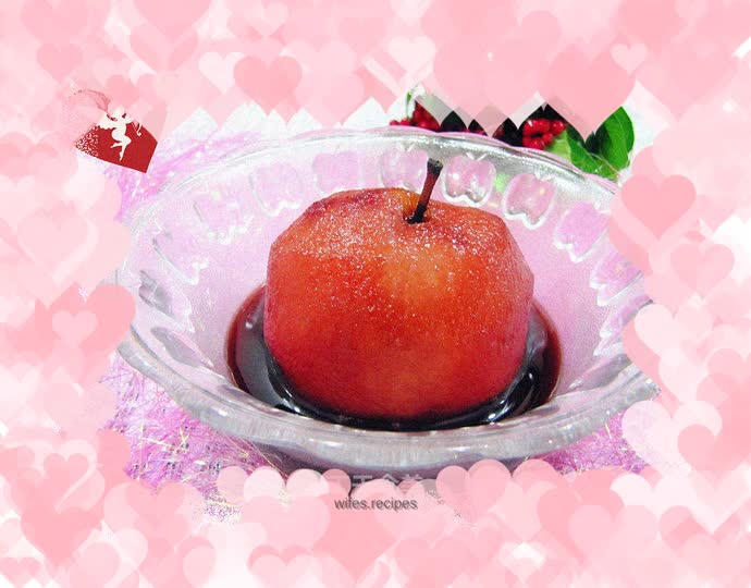 Red wine poached pear