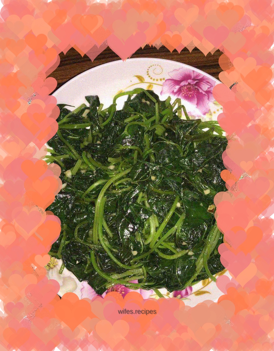 Stir-fried sweet potato leaves with garlic
