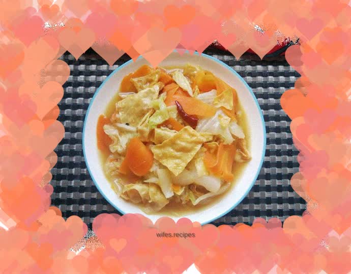 Braised tofu skin with carrots, cabbage