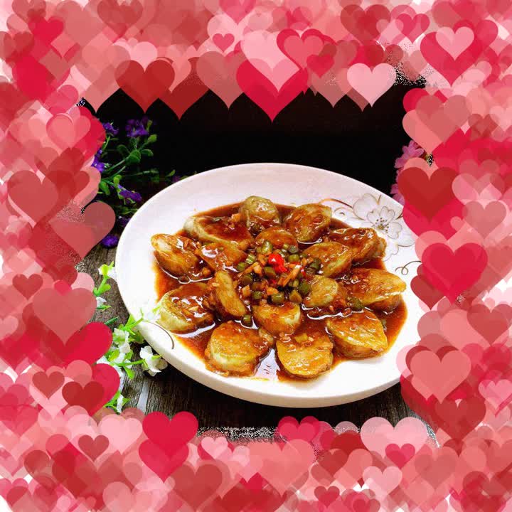 Pan-fried stuffed white eggplant