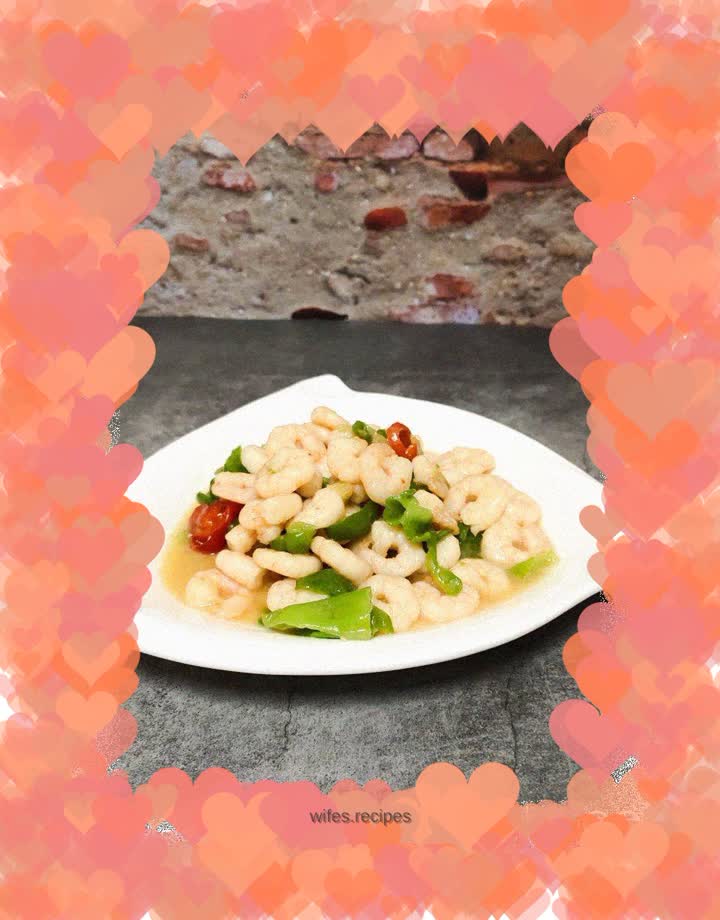 Fried shrimps with green pepper