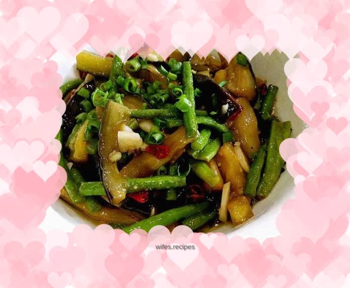 Stir-fried long beans with eggplant
