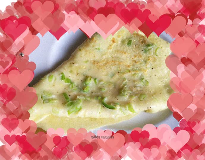 Three-minute quick breakfast - soft pancakes with chopped green onion and eggs