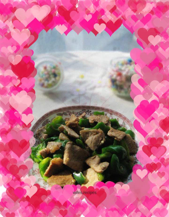 Stir-fried bell pepper with sliced meat