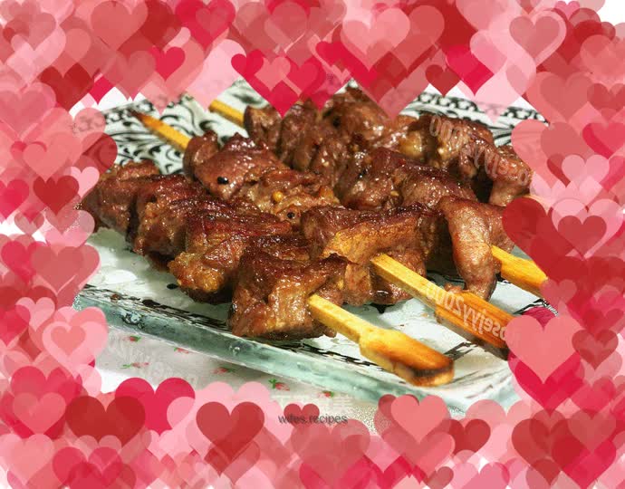 Pan-fried beef skewers