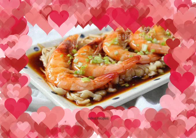 Shrimp and Enoki Mushrooms – Microwave Version