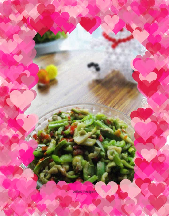 Fried eggplant with two peppers