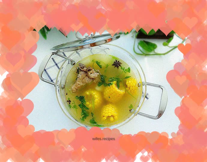 Yam, corn and pork bone soup