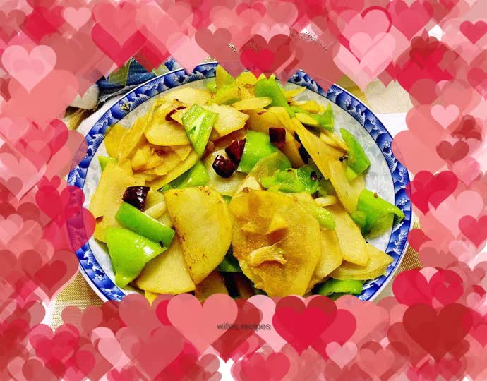 Green pepper and potato slices