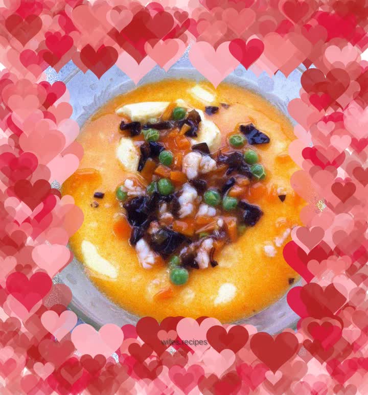 Hibiscus shrimp egg custard