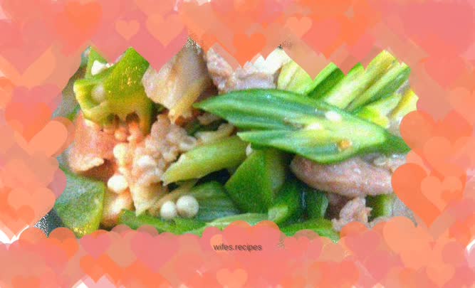 Fried pork with okra