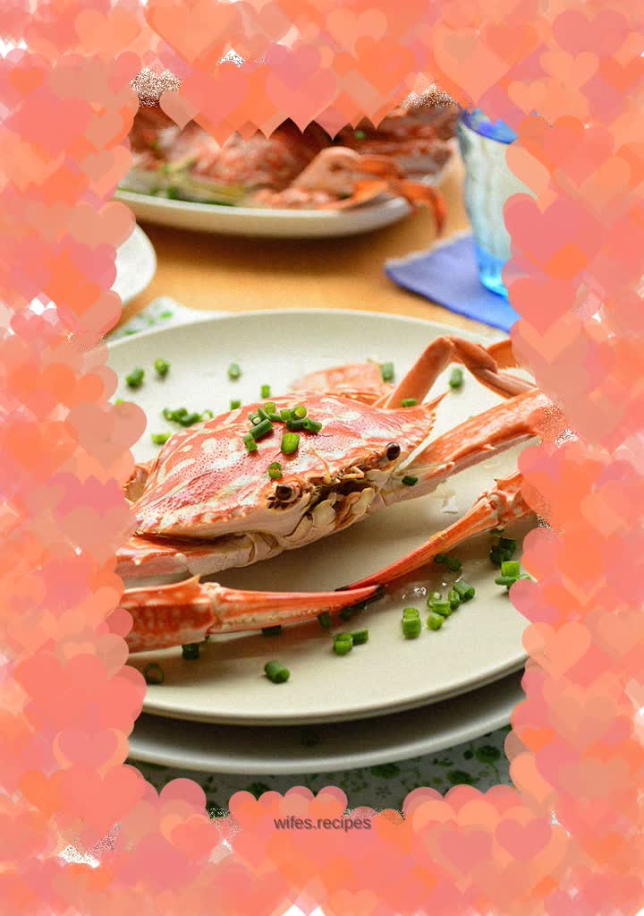 Steamed flower crab with onion and ginger