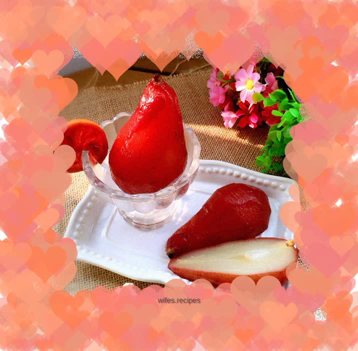 Braised pears in red wine