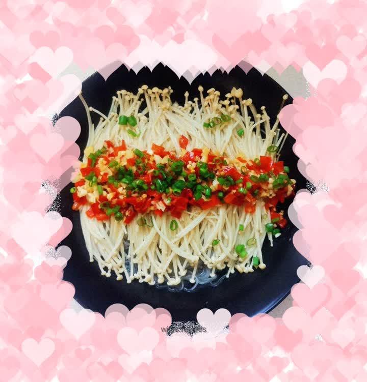 Steamed Enoki Mushrooms with Garlic Vermicelli