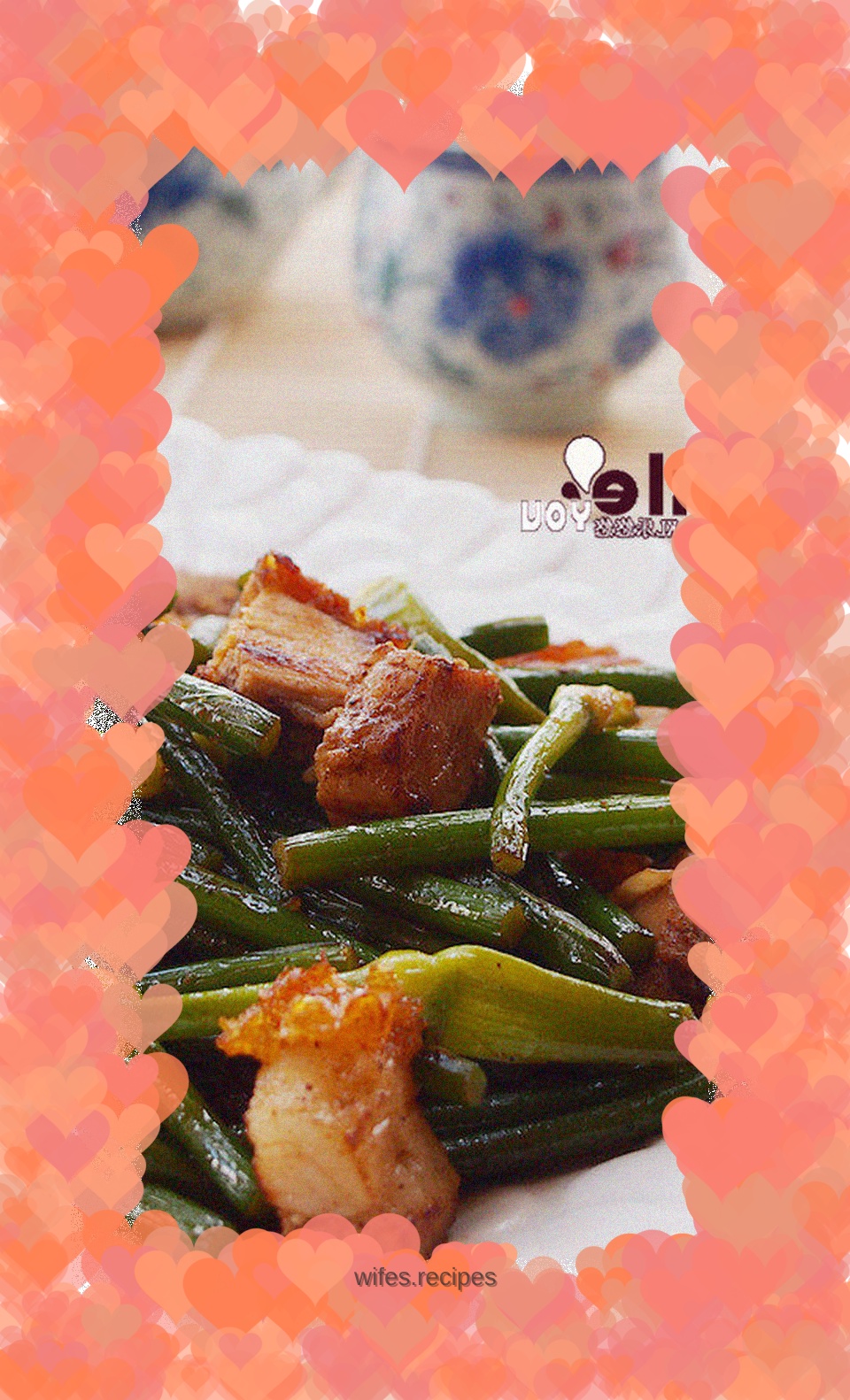 Stir-fried pork belly and garlic sprouts