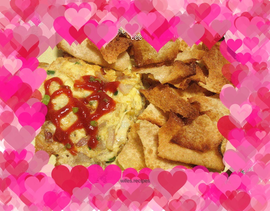 Tomato Sauce Omelette with Crispy Chips