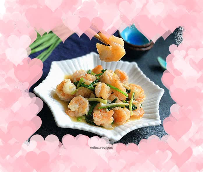 Stir-fried shrimp balls with green garlic