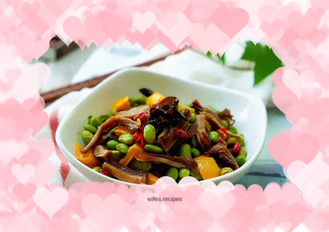 Pork belly and fried edamame