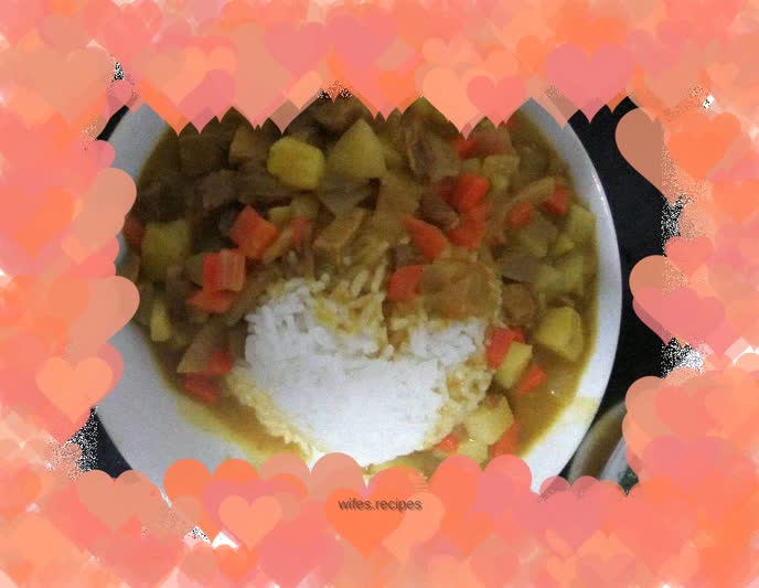 Curry beef rice + seaweed egg soup