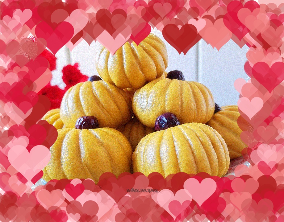 Pumpkin bean paste buns (one fermentation)