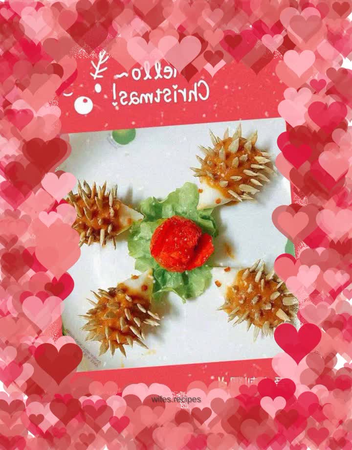 Hedgehog playing with flowers