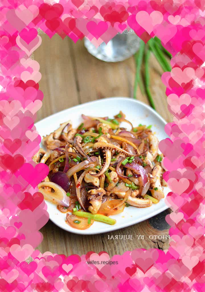 Onion and squid tentacles