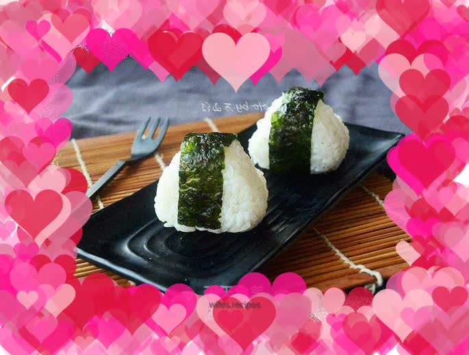 Meat floss sushi rice balls