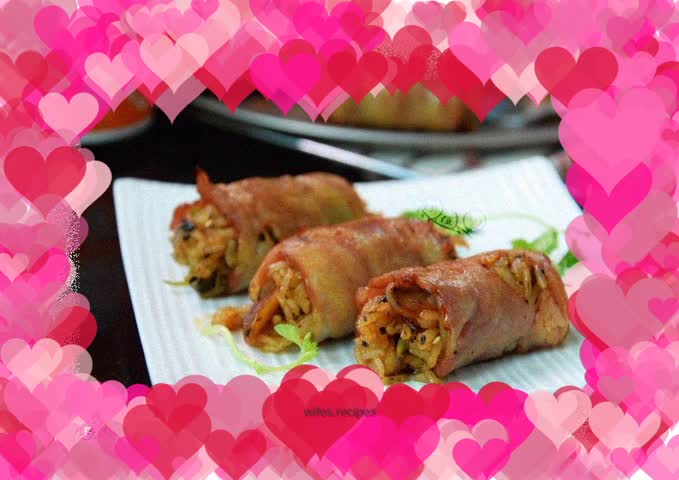 Shacha Mushroom Bacon Rice Rolls