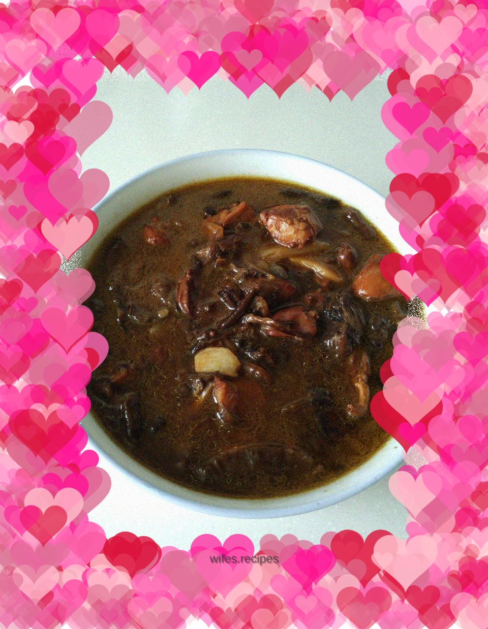 Chicken stewed with mushrooms